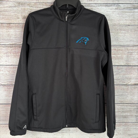 Carolina Panthers Jacket Antigua Black Full Zip Fitted Pockets Women's Medium - Picture 1 of 11